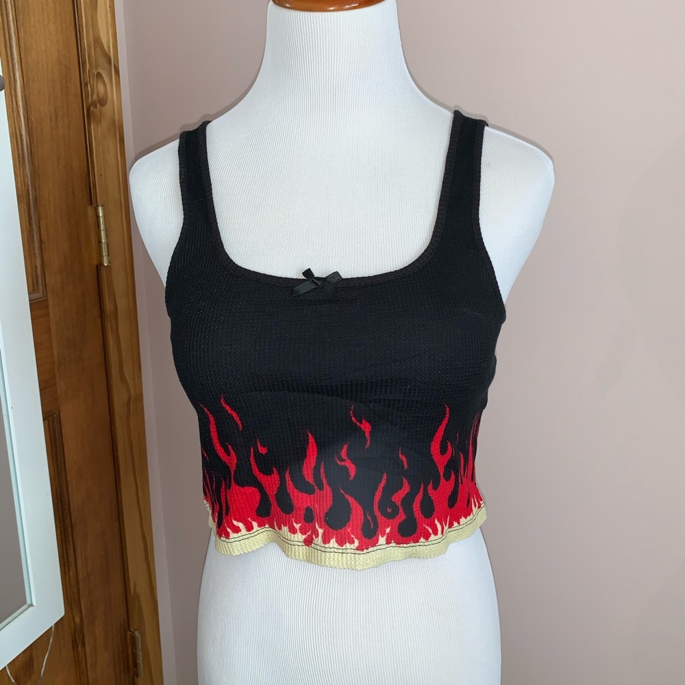 Black flame cropped tank top from Forever 21